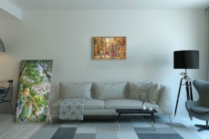 Toile L'auberge de la Sirène de Florence Magnin en format L (A2) avec cadre chêne