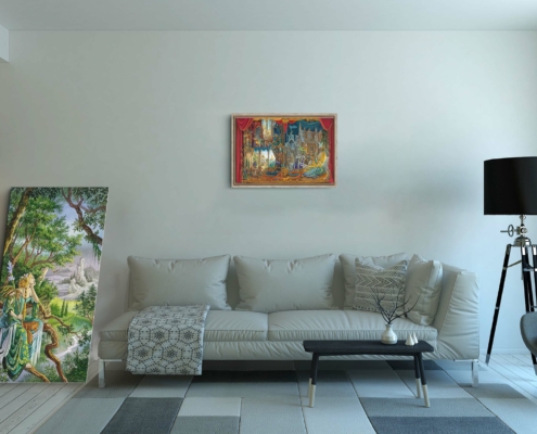 Magnin-Reve de dragon-L-chêne Rêve de Dragon Format L (A2) avec cadre chêne