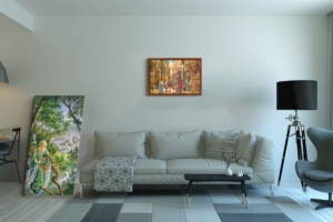 Toile L'auberge de la Sirène de Florence Magnin en format L (A2) avec cadre noix