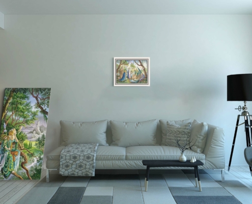 Toile La Naissance du dragon de Florence Magnin au format M (A3) avec cadre blanc