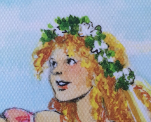 Détail de la toile La Reine de Bâtons de Florence Magnin