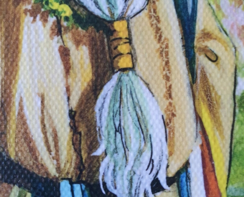 Détail de la toile Le Roi de Bâtons de Florence Magnin