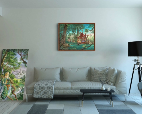 Toile La Fête du Printemps de Florence Magnin en format XL (A1) avec un cadre noix
