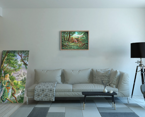 Toile La Clairière de Florence Magnin au format L (A2) avec cadre chêne