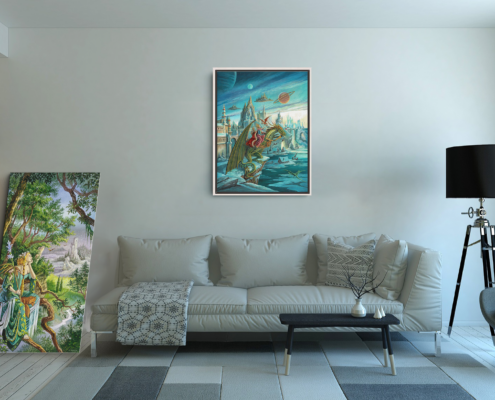 Reproduction de la toile Viking de Florence Magnin en format XL (A1) avec cadre argent