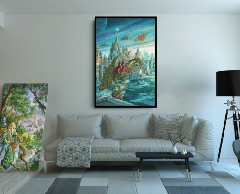 Reproduction de la toile Viking de Florence Magnin en format XXL (A0) avec cadre noir