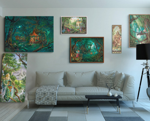 Les toiles estivales de Florence Magnin dans différentes tailles et avec différents encadrements