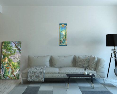 L'Hiver, reproduction sur toile tirée de la série Enfance de Florence Magnin, en format M (60x20 cm) sans cadre