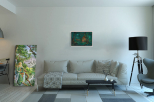 Beltane Nocturne, reproduction sur toile de Florence Magnin, en format L avec cadre argenté