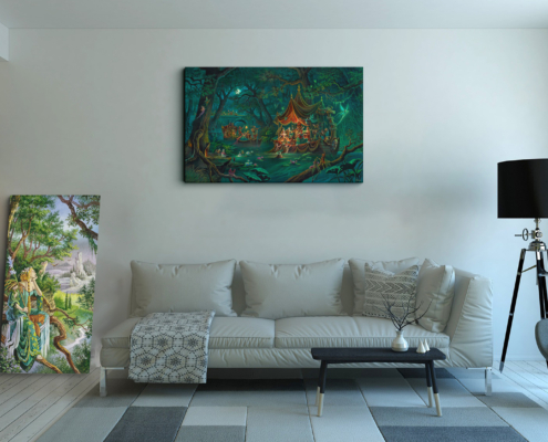 Beltane nocturne, une reproduction sur toile de Florence Magnin, en format XXL