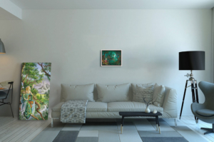 Fin de Fête, reproduction sur toile de Florence Magnin, en format M (A3) avec un cadre argent