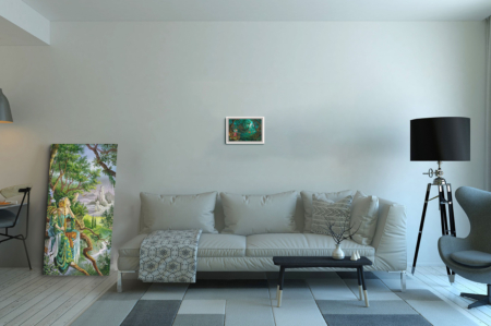 Fin de Fête, reproduction sur toile de Florence Magnin, en format S avec un cadre blanc
