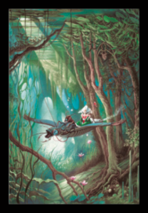 Toile La Promenade de Florence Magnin en format L (A2) avec cadre noir