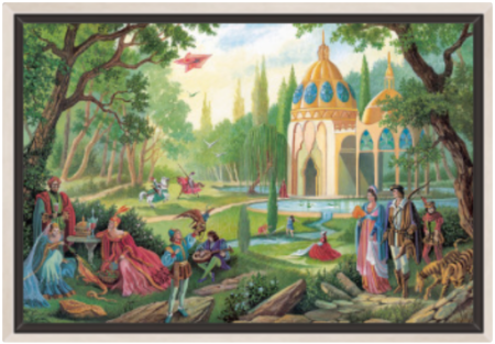 Toile Partie Champetre de Florence Magnin en fomat L avec cadre argent