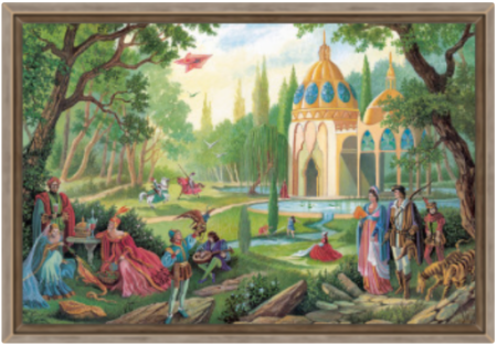 Toile Partie Champetre de Florence Magnin en fomat L avec cadre chêne