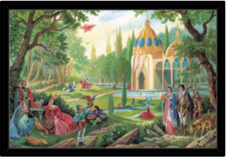 Toile Partie Champetre de Florence Magnin en fomat L avec cadre noir