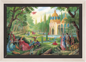 Toile Partie Champetre de Florence Magnin en format S avec cadre argenté