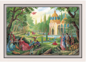 Toile Partie Champetre de Florence Magnin en format S avec cadre blanc