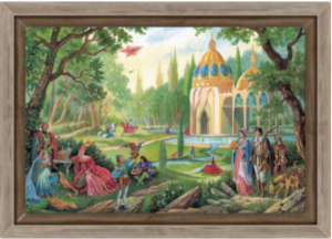 Toile Partie Champetre de Florence Magnin en format S avec cadre chêne