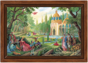 Toile Partie Champetre de Florence Magnin en format S avec cadre noix
