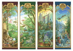 Les quatre toiles de la série Enfance de Florence Magnin