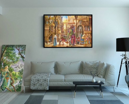 Toile L'auberge de la Sirene de Florence Magnin en format XXL avec cadre noir