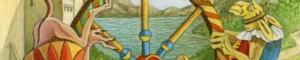Bandeau pour la toile La Roue de Fortune tirée de la fresque du Tarot de la Marelle de Florence Magnin