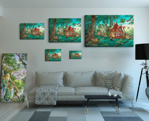 Magnin-La Fete du Printemps-5 tailles Présentation des 5 tailles disponibles pour la toile La Fête du printemps de Florence Magnin