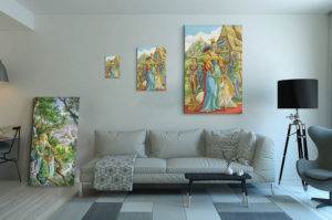 Présentation des 3 tailles disponibles pour la toile La Force de Florence Magnin