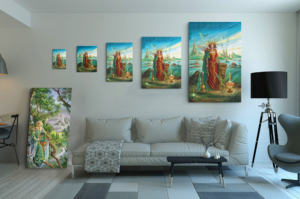 Présentation des 5 tailles disponibles pour la toile Morgane de Florence Magnin