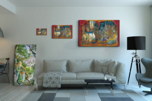 Présentation des 3 tailles disponibles pour la toile Rêve de Dragon de Florence Magnin