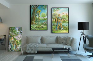 Présentation de l'As et du Roi de Bâtons du Labyrinthe en format XXL (A0) avec cadre noir