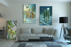 Présentation du Cavalier et du Trois de Bâtons du Labyrinthe en format XXL (A0) sans cadre