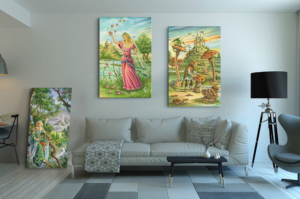 Présentation de la Reine et du Valet de Bâtons du Labyrinthe en format XXL (A0) sans cadre