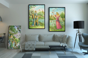 Présentation du Roi et de la Reine de Bâtons de Florence Magnin en format XXL (A0) avec cadre noir