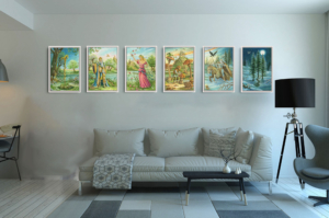 Présentation de toute la série des Bâtons du Labyrinthe en format L (A2) avec cadre blanc