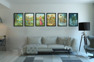 Présentation de toute la série des Bâtons du Labyrinthe en format L (A2) avec cadre noir