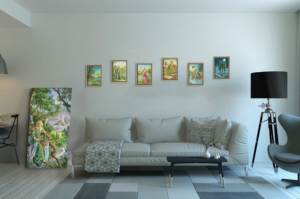 Présentation de toute la série des Bâtons du Labyrinthe en format S (A4) avec cadre chêne