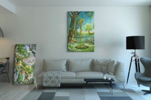 Toile As de Bâtons du tarot du Labyrinthe de Florence Magnin au format XXL (A0) sans cadre