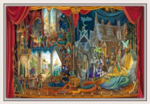 Toile Rêve de dragon de Florence Magnin en format L (A2) avec cadre blanc