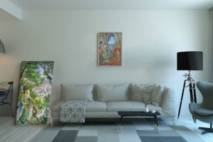 La dame verte format XXL et Appel d'Atout au Format L (A2) avec un cadre chêne