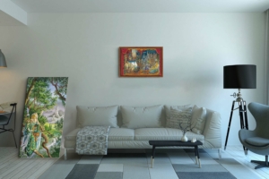 Toile Rêve de Dragon Format L (A2) avec cadre noix