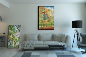 Présentation de la toile Le Bateleur format XXL (A0) avec cadre noir