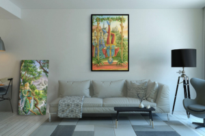 Présentation de la toile Le Pendu format XXL (A0) avec cadre noir