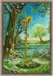 Cadre chêne de la toile As de Bâtons de Florence Magnin au format L (A2)