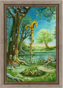 Cadre chêne de la toile As de Bâtons de Florence Magnin au format S (A4)