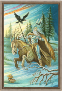 Cadre chêne de la toile Cavalier de Bâtons de Florence Magnin au format L (A2)