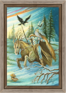 Cadre chêne de la toile Cavalier de Bâtons de Florence Magnin au format S (A4)