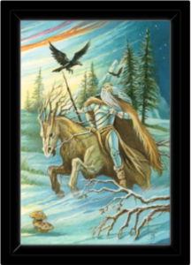 Cadre noir de la toile Cavalier de Bâtons de Florence Magnin au format S (A4)