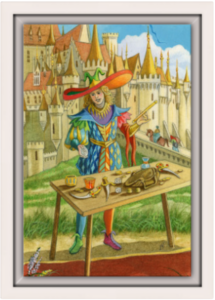 Cadre blanc de la toile Le Bateleur de Florence Magnin au format S (A4)